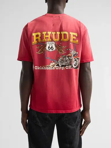 Rhude Men's Oklahoma 66 Cotton Crewneck T-Shirt | Thumbnail 3 Rhude Men's Oklahoma 66 Cotton Crewneck T-Shirt | Thumbnail 3