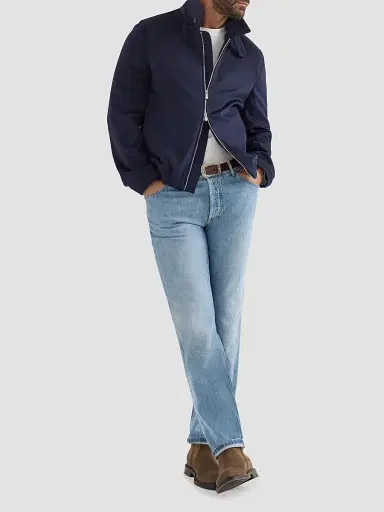 Brunello Cucinelli Men's Lightweight Denim Traditional Fit Five-Pocket Jeans - Light Denim | Thumbnail 6