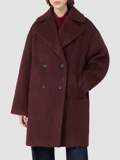 Weekend Max Mara Women's Knitted Look Coat - Bordeaux - Size 14 | Thumbnail 3 Weekend Max Mara Women's Knitted Look Coat - Bordeaux - Size 14 | Thumbnail 3