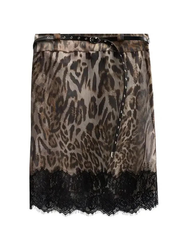 Ksubi Women's Mara Leopard Print Chiffon Skirt - Brown
