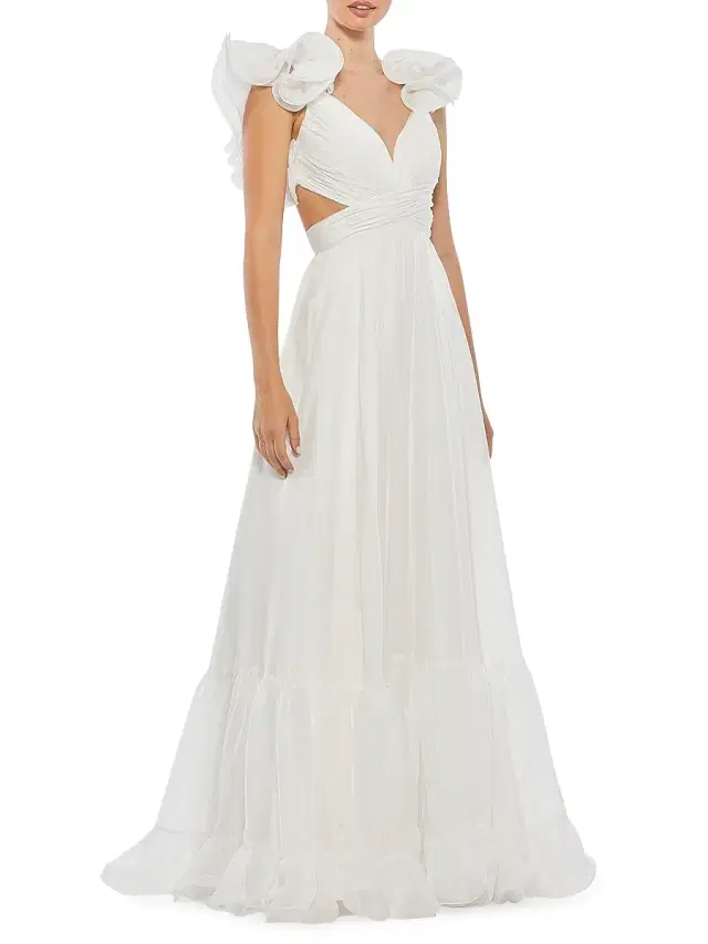 Mac Duggal Women's Ieena Cutout Chiffon Gown - White