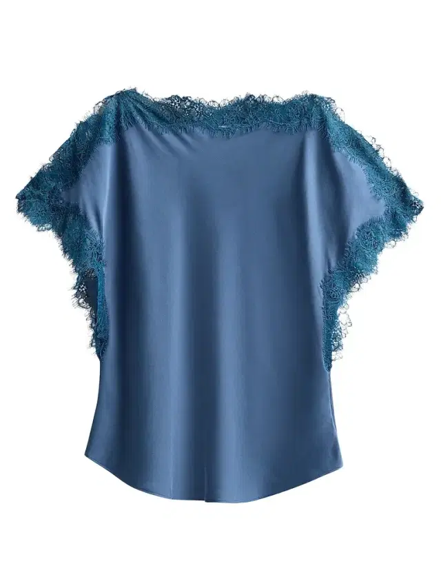 A.L.C. Women's Luna Lace-Trim Satin Top - Ash Blue