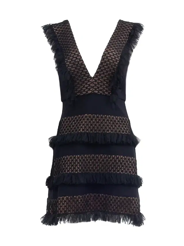 Tadashi Shoji Women's Tiered Ruffle Minidress - Black Nude