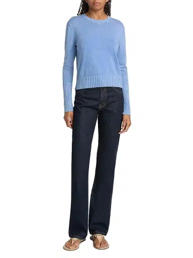 Guest In Residence Women's Rib-Knit Cotton-Blend Sweater - Delft Blue | Thumbnail 2
