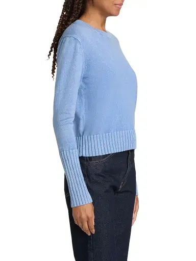 Guest In Residence Women's Rib-Knit Cotton-Blend Sweater - Delft Blue | Thumbnail 4