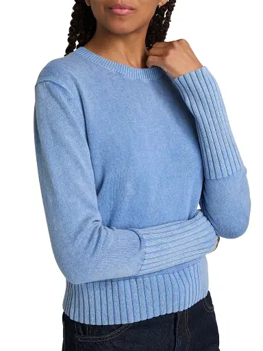 Guest In Residence Women's Rib-Knit Cotton-Blend Sweater - Delft Blue | Thumbnail 6