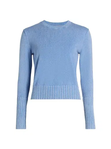 Guest In Residence Women's Rib-Knit Cotton-Blend Sweater - Delft Blue | Thumbnail 1