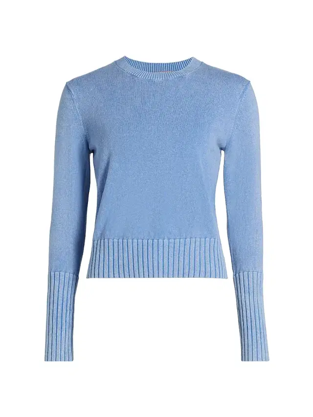 Women's Rib-Knit Cotton-Blend Sweater - Delft Blue
