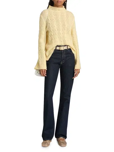 Guest In Residence Women's Cable-Knit Merino Wool-Blend Top - Butter | Thumbnail 2