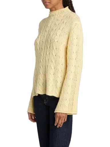 Guest In Residence Women's Cable-Knit Merino Wool-Blend Top - Butter | Thumbnail 4