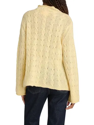 Guest In Residence Women's Cable-Knit Merino Wool-Blend Top - Butter | Thumbnail 5
