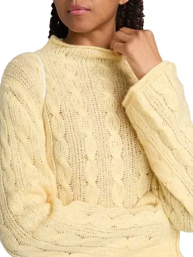 Guest In Residence Women's Cable-Knit Merino Wool-Blend Top - Butter | Thumbnail 6