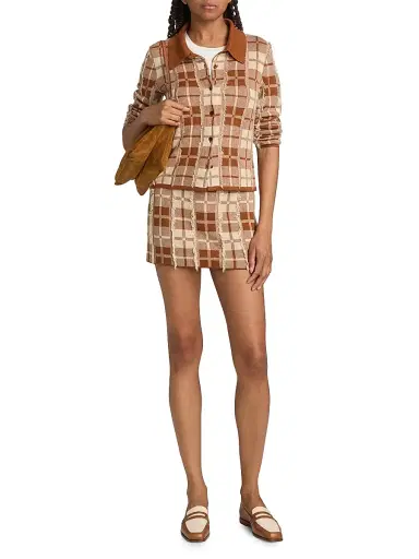 Guest In Residence Women's Fringe Plaid Silk-Linen Miniskirt | Thumbnail 2 Guest In Residence Women's Fringe Plaid Silk-Linen Miniskirt | Thumbnail 2