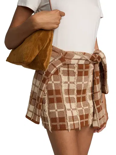 Guest In Residence Women's Fringe Plaid Silk-Linen Miniskirt | Thumbnail 6 Guest In Residence Women's Fringe Plaid Silk-Linen Miniskirt | Thumbnail 6