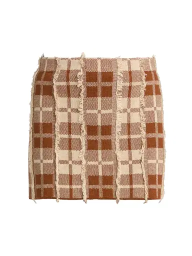 Guest In Residence Women's Fringe Plaid Silk-Linen Miniskirt | Thumbnail 1 Guest In Residence Women's Fringe Plaid Silk-Linen Miniskirt | Thumbnail 1
