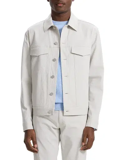 Theory Men's River Neoteric Twill Trucker Jacket - Limestone - Size Medium | Thumbnail 3
