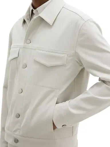 Theory Men's River Neoteric Twill Trucker Jacket - Limestone - Size Medium | Thumbnail 6