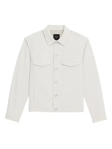 Theory Men's River Neoteric Twill Trucker Jacket - Limestone - Size Medium | Thumbnail 1