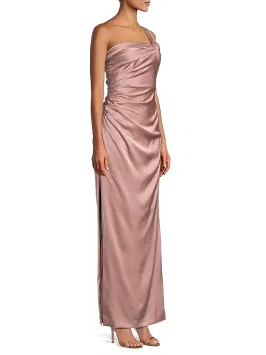 Aidan Mattox Women's Draped One-Shoulder Satin Column Gown - Warm Cameo - Size 14 | Thumbnail 4