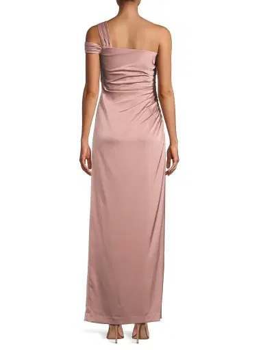 Aidan Mattox Women's Draped One-Shoulder Satin Column Gown - Warm Cameo - Size 14 | Thumbnail 5