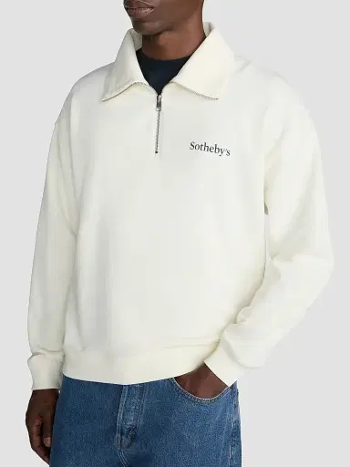 Frame Men's x Sotheby's Cotton Quarter-Zip Sweatshirt - Cream Washed - Size XXL | Thumbnail 4