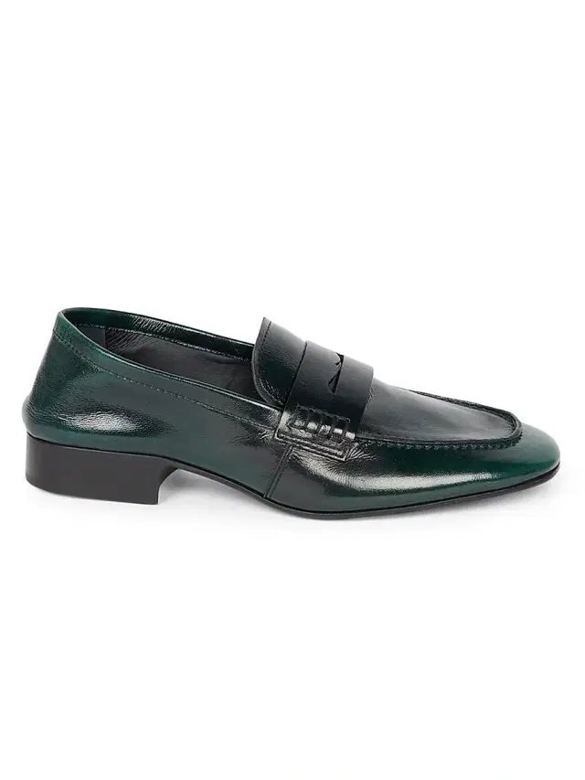 Dries Van Noten Women's Leather Penny Loafers - Emerald