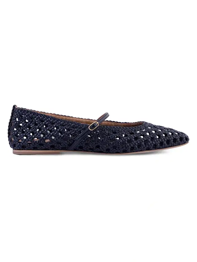AERA Women's Maya Woven Mary Jane Ballet Flats - Blue