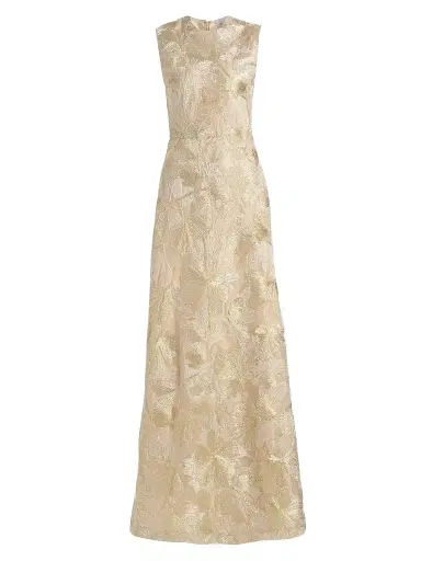 Reem Acra Women's Raffia Metallic Sleeveless A-Line Gown - Beige Gold - Size 10 | Thumbnail 1 Reem Acra Women's Raffia Metallic Sleeveless A-Line Gown - Beige Gold - Size 10 | Thumbnail 1