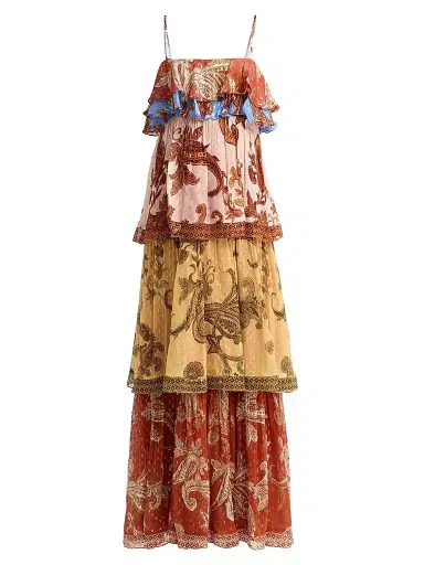 Hemant & Nandita Women's Printed Tiered Maxi Dress | Thumbnail 1 Hemant & Nandita Women's Printed Tiered Maxi Dress | Thumbnail 1
