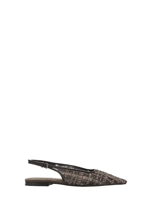 Brunello Cucinelli Women's Monili-Embroidered Check Flats - Dark Brown Multi