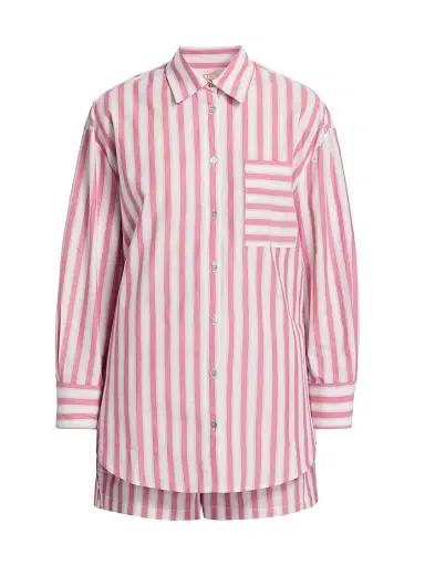 Papinelle Women's Striped Cotton Shirting Boxer Pajamas - Raspberry - Size XL | Thumbnail 1 Papinelle Women's Striped Cotton Shirting Boxer Pajamas - Raspberry - Size XL | Thumbnail 1