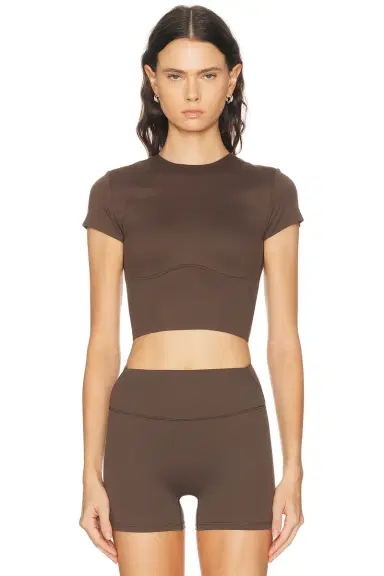 NikeSKIMS Matte Corset Short Sleeve Crop Top | Thumbnail 1 NikeSKIMS Matte Corset Short Sleeve Crop Top | Thumbnail 1