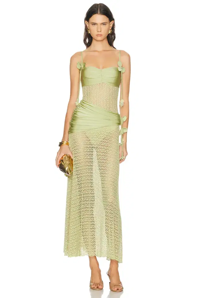 Petal Sheen Flower Applique Beach Dress