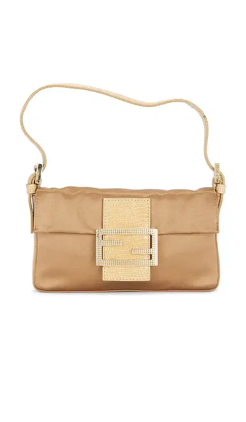 FWRD Renew Fendi Crystal Embellished Satin Mini Baguette Shoulder Bag