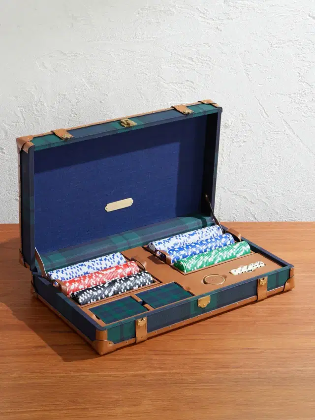 Ralph Lauren Home Sawyer Leather-Trimmed Checked Canvas Poker Set - Men