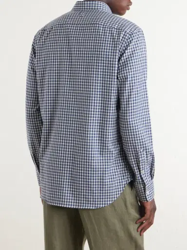 Canali Checked Cotton-Flannel Shirt - Men | Thumbnail 4