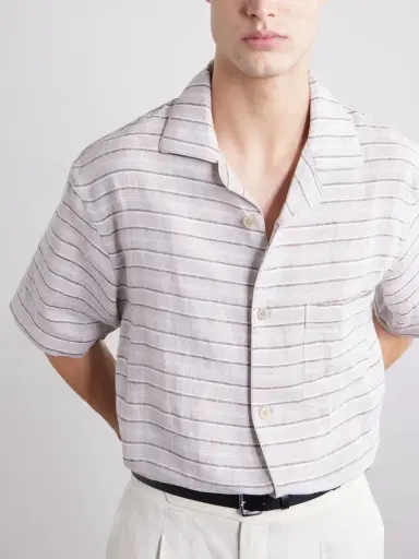 ELEVENTY Striped Linen Shirt - Men | Thumbnail 5 ELEVENTY Striped Linen Shirt - Men | Thumbnail 5