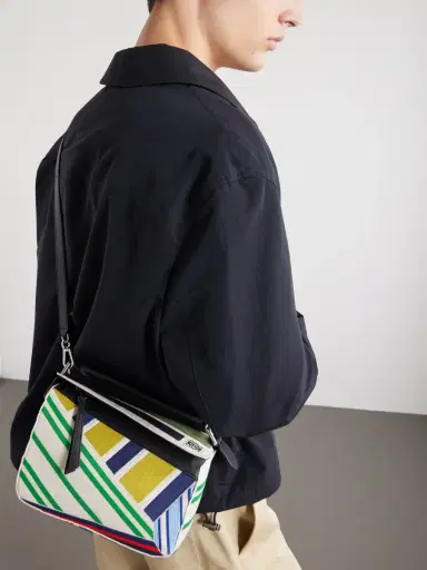Loewe Puzzle Edge Small Leather-Trimmed Embroidered Canvas Messenger Bag - Men | Thumbnail 3
