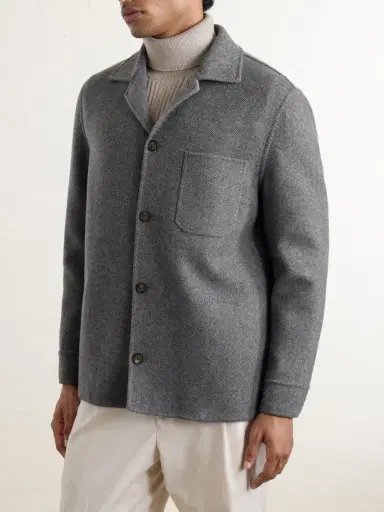ELEVENTY Reversible Herringbone Wool and Cashmere-Blend Overshirt - Men | Thumbnail 3 ELEVENTY Reversible Herringbone Wool and Cashmere-Blend Overshirt - Men | Thumbnail 3