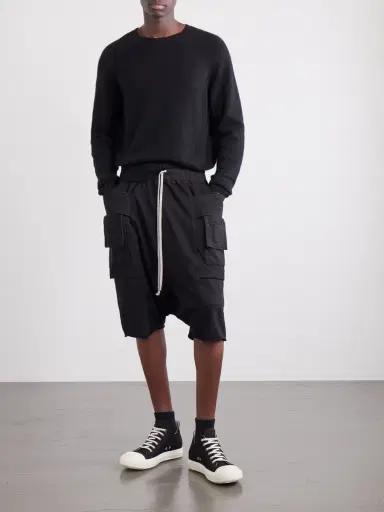 DRKSHDW by Rick Owens Creatch Wide-Leg Cotton-Jersey Cargo Shorts - Men | Thumbnail 2