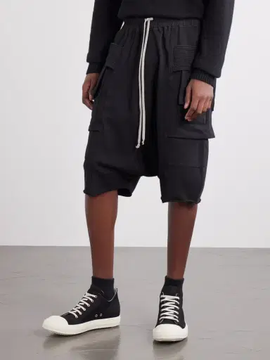 DRKSHDW by Rick Owens Creatch Wide-Leg Cotton-Jersey Cargo Shorts - Men | Thumbnail 3