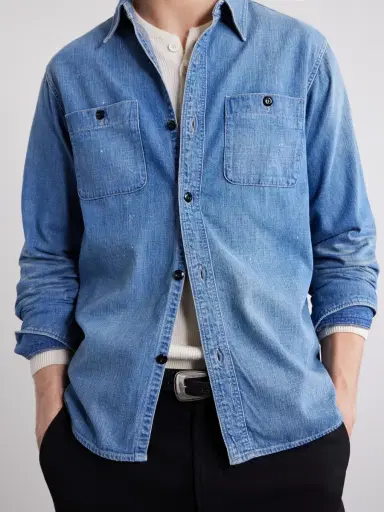 FULLCOUNT Distressed Denim Shirt - Men | Thumbnail 5 FULLCOUNT Distressed Denim Shirt - Men | Thumbnail 5