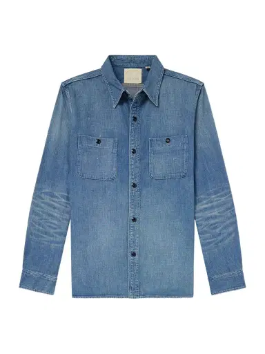 FULLCOUNT Distressed Denim Shirt - Men | Thumbnail 1 FULLCOUNT Distressed Denim Shirt - Men | Thumbnail 1