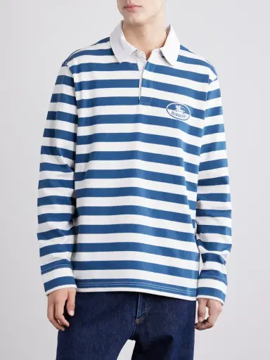 Burberry Logo-Embroidered Striped Cotton Polo Sweater - Men | Thumbnail 3 Burberry Logo-Embroidered Striped Cotton Polo Sweater - Men | Thumbnail 3