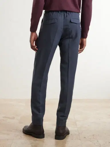 ELEVENTY Straight-Leg Lyocell and Linen-Blend Trousers - Men | Thumbnail 4