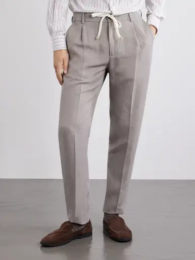 ELEVENTY Straight-Leg Lyocell and Linen-Blend Trousers - Men | Thumbnail 3