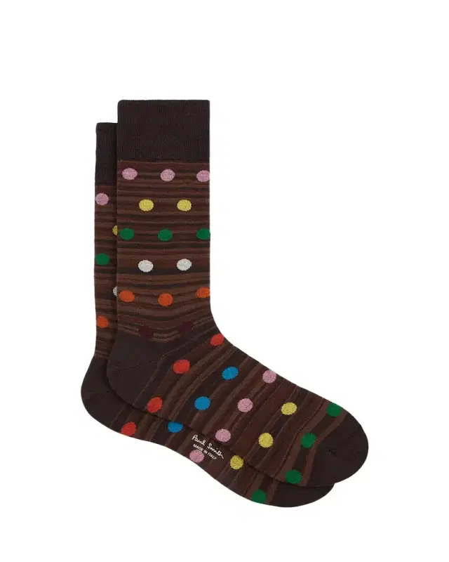Paul Smith Men's Kinsley Polka Dot Overlay Signature Stripe Crew Socks