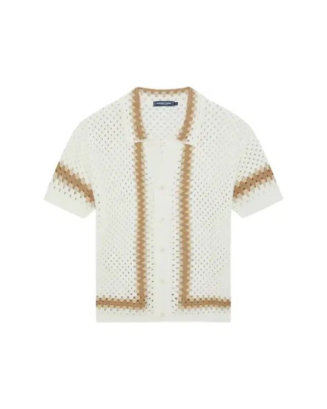 Frescobol Carioca Men's Marques Cotton Crochet Camp Shirt