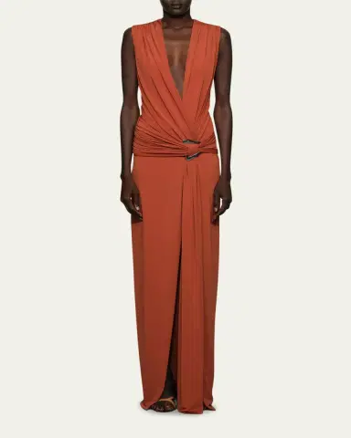 Et Ochs Jil Plunging Draped Column Gown | Thumbnail 2