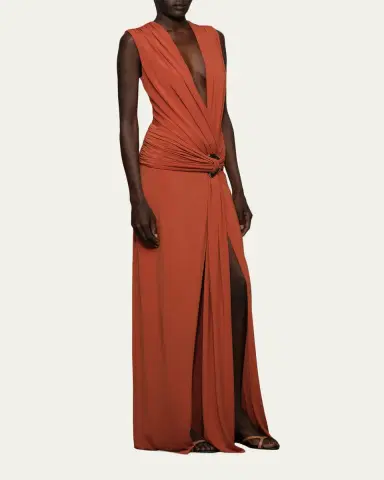 Et Ochs Jil Plunging Draped Column Gown | Thumbnail 4